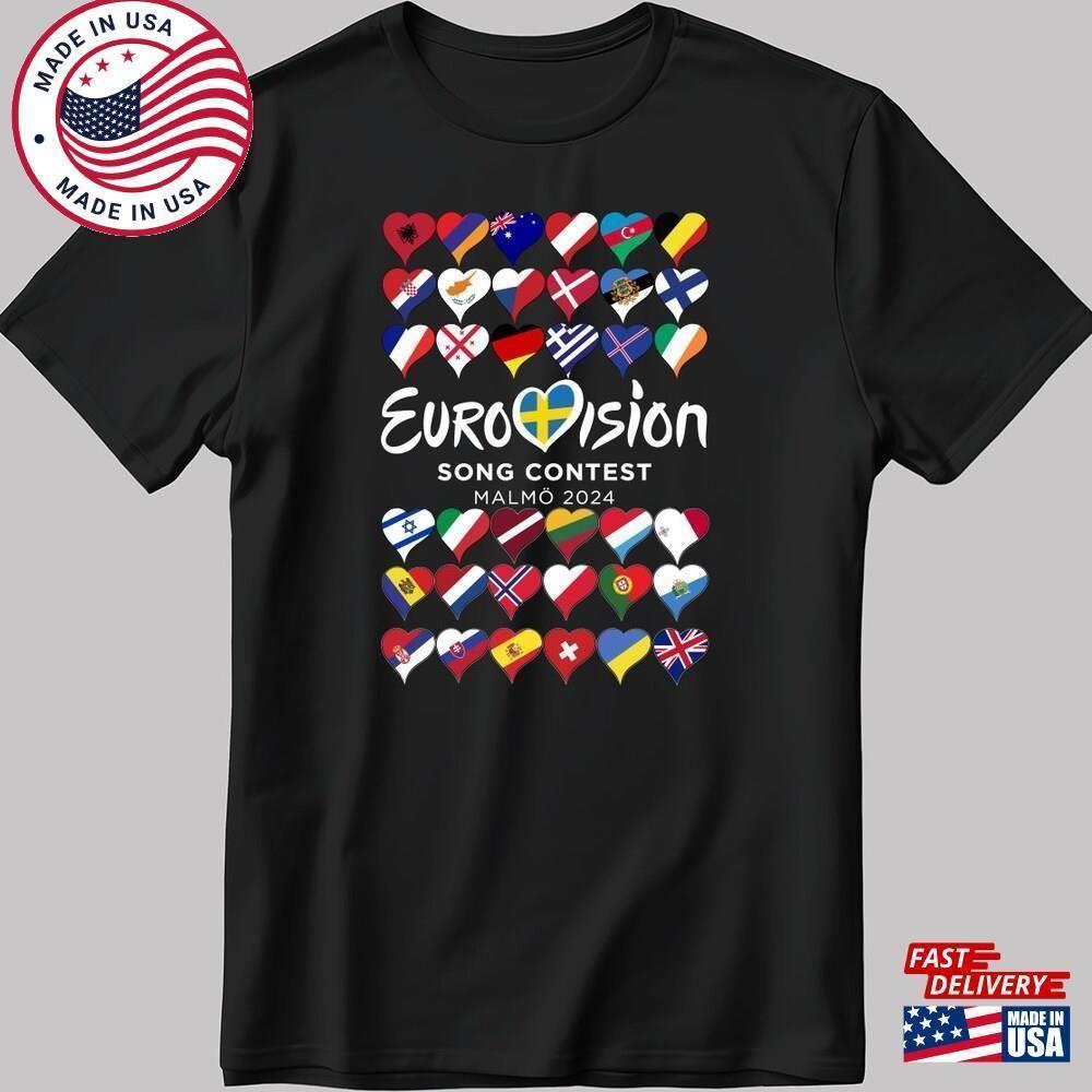 Eurovision Song Contest Malm Short Sleeve White Black Men
